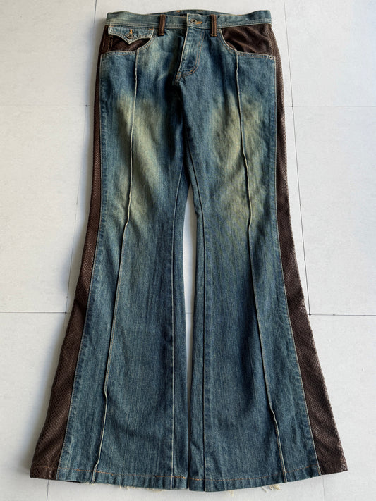 MORGAN Western Python Flared Denim Size M