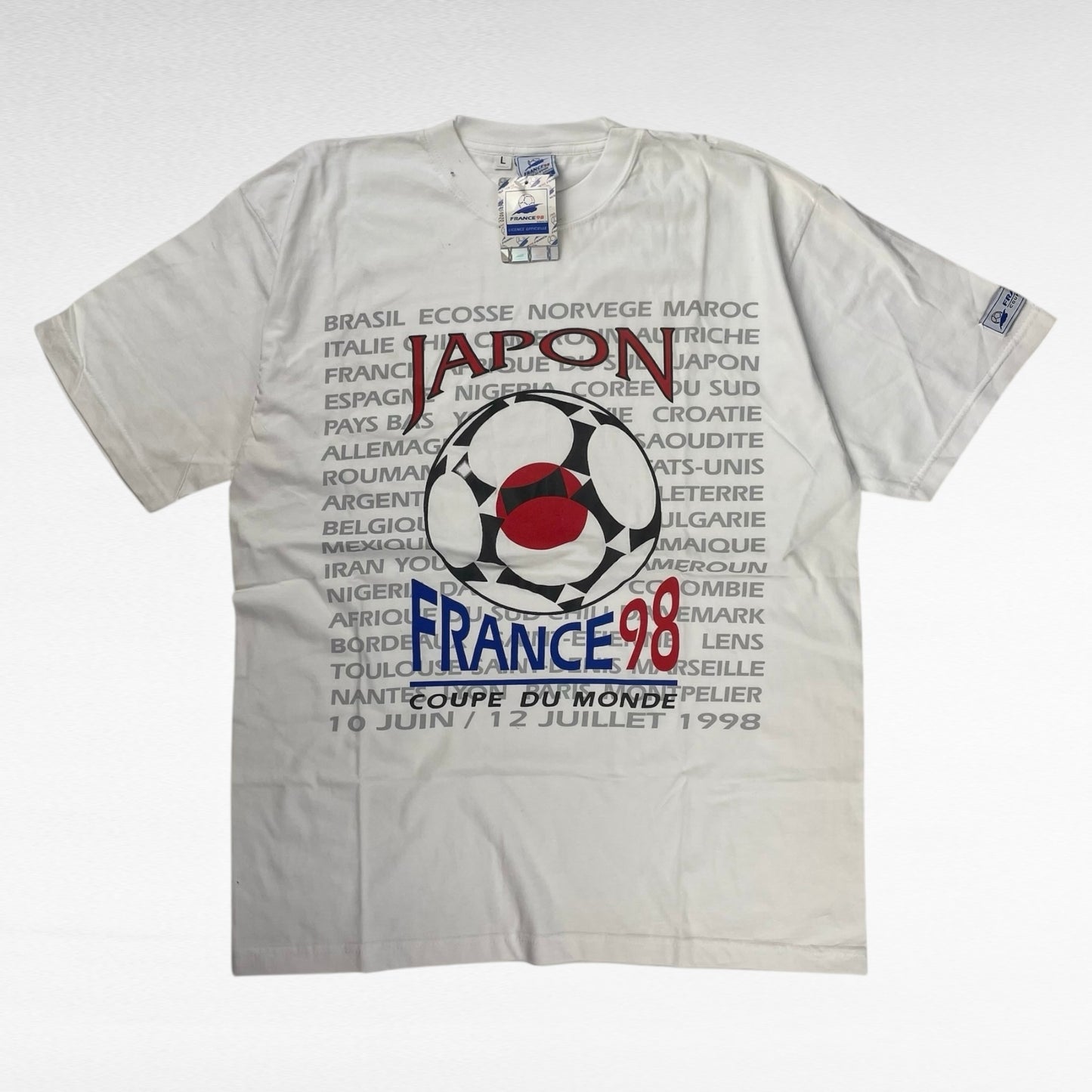 France 98 90s Short Sleeve T-Shirt White Size L
