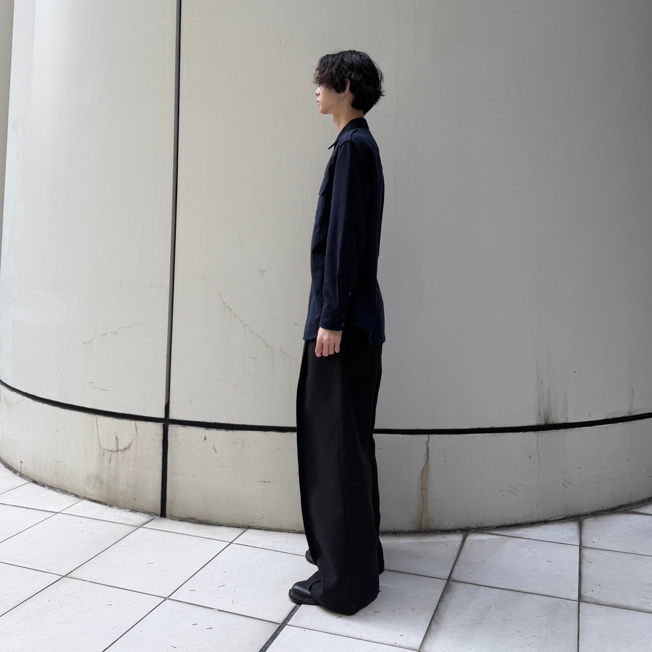 PRADA Navy Wool Military Shirt