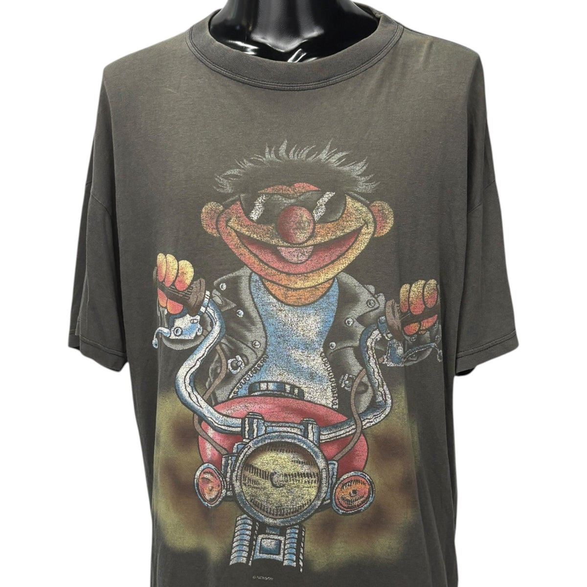 SESAME STREET 90s Biker Ernie Graphic T-Shirt Size L
