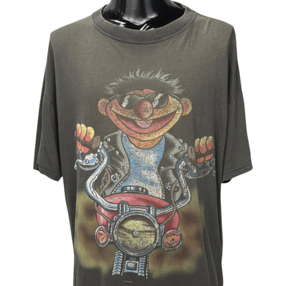SESAME STREET 90s Biker Ernie Graphic T-Shirt Size L