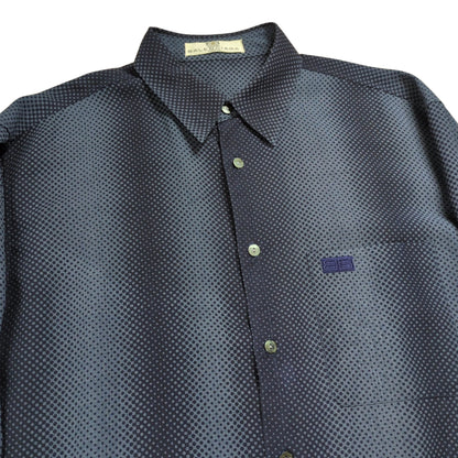 BALENCIAGA 90s BB Logo Oversized Button Shirt Navy Size L