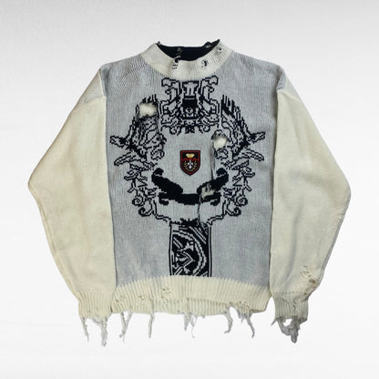 GABRIELLE 90s Remake Boro Jacquard Knit Sweater Size M