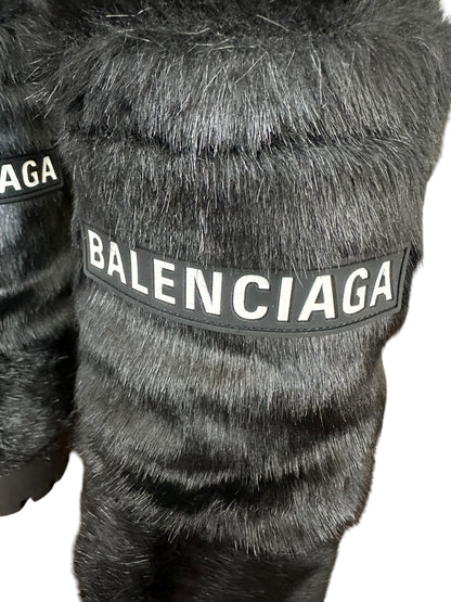 Balenciaga Alaska Black Fur Chunky Boots