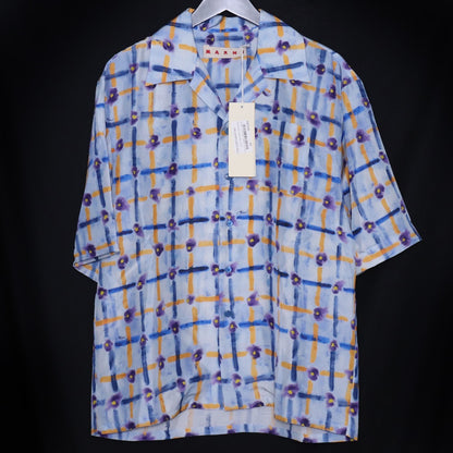 MARNI 24SS Graphic Print Short Sleeve Shirt Blue Size 44