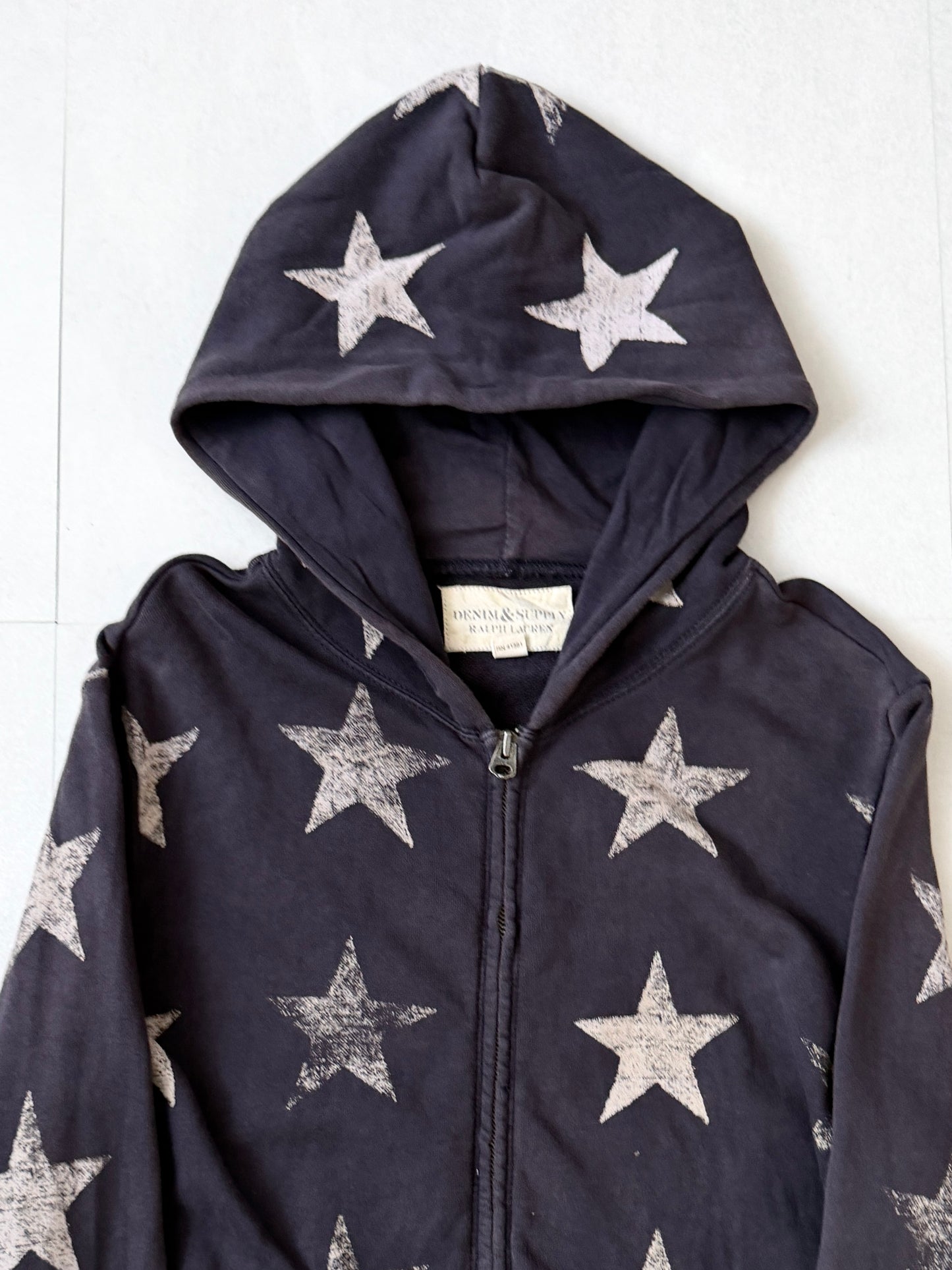 Denim&Supply Star Design Cotton Zip Hoodie Size S