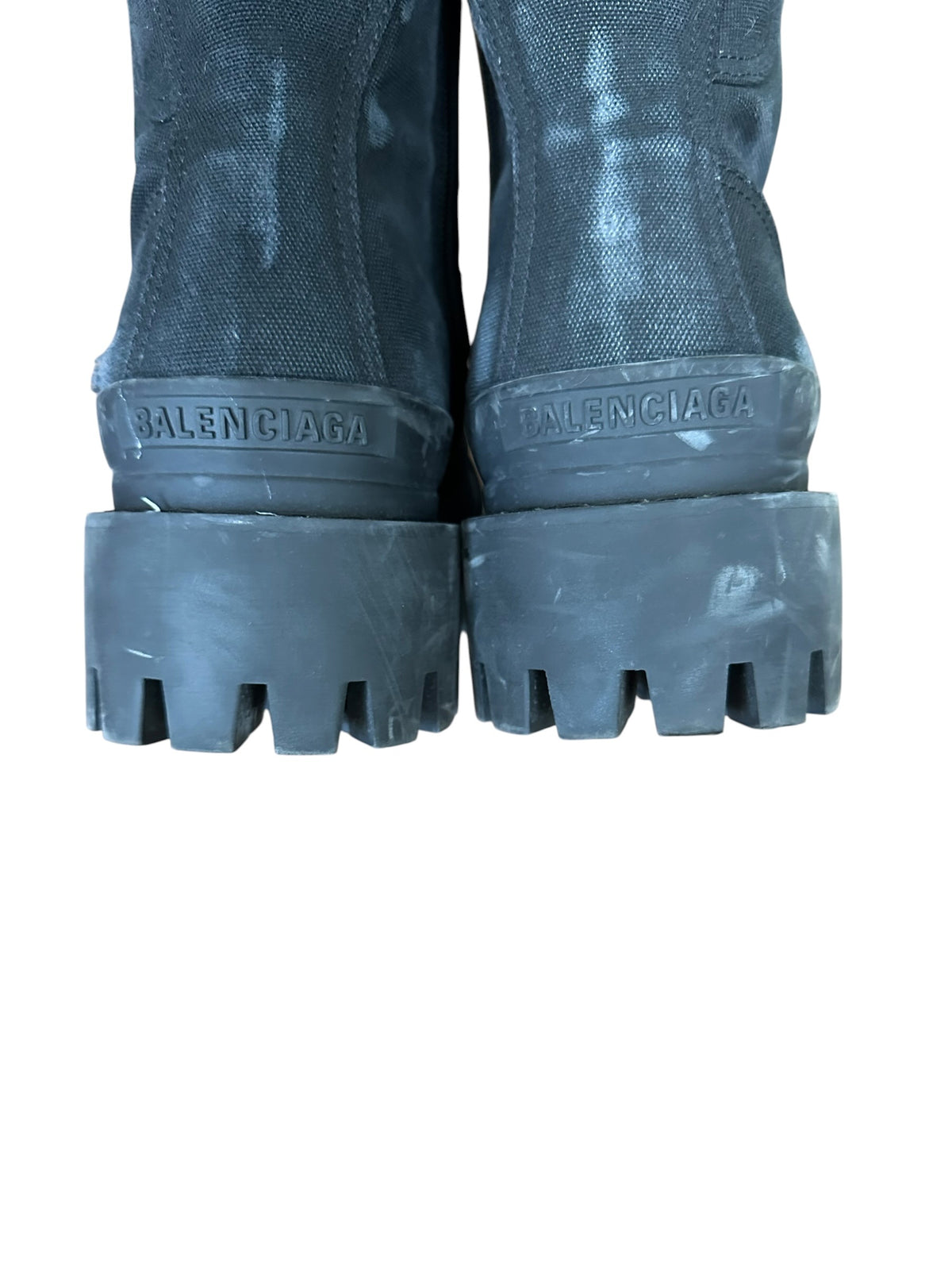 balenciaga Distressed Canvas Combat Strike Boots