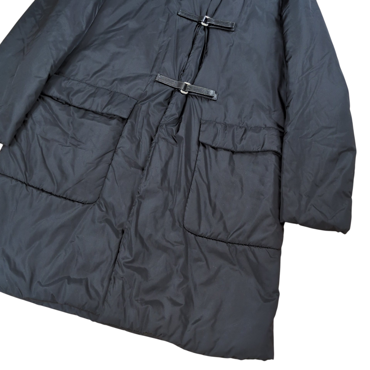Prada Leather Belted Nylon Padded Coat Size 40