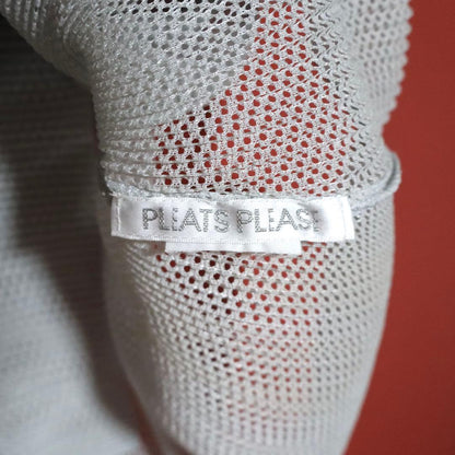 PLEATS PLEASE White Sheer Mesh Pleated Tank Top Size XS
