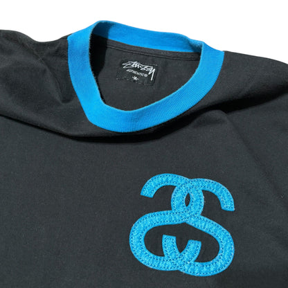 Vintage Stussy 00s Black Ringer Tee Size M