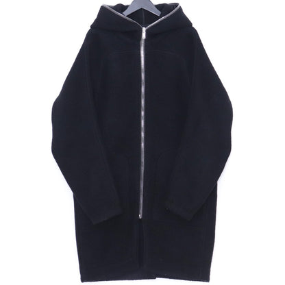 RICK OWENS Alpaca Wool Hooded Trench Coat Black Size 46