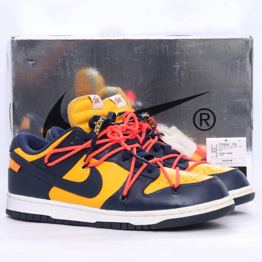 NIKE x OFF-WHITE Dunk Low LTHR Gold Sneakers Size 28.5cm