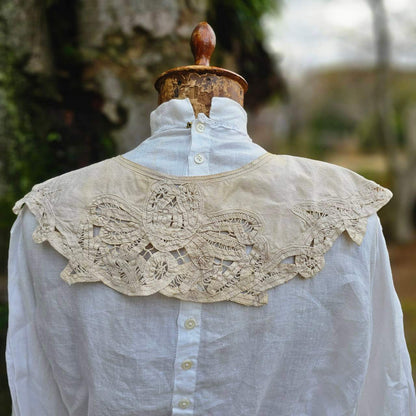 Euro vintage Cotton Linen Collar Beige