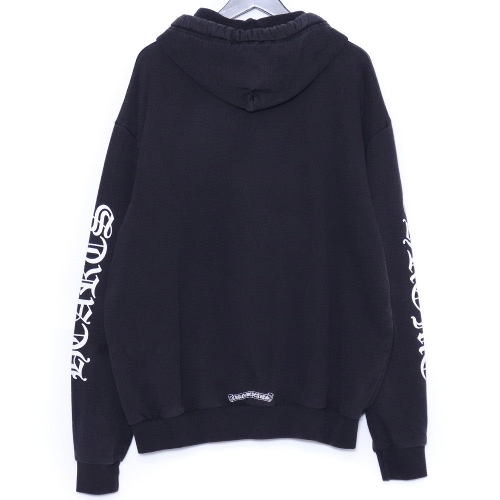 Chrome Hearts Vertical Logo Sleeve Print Hoodie Black Size L