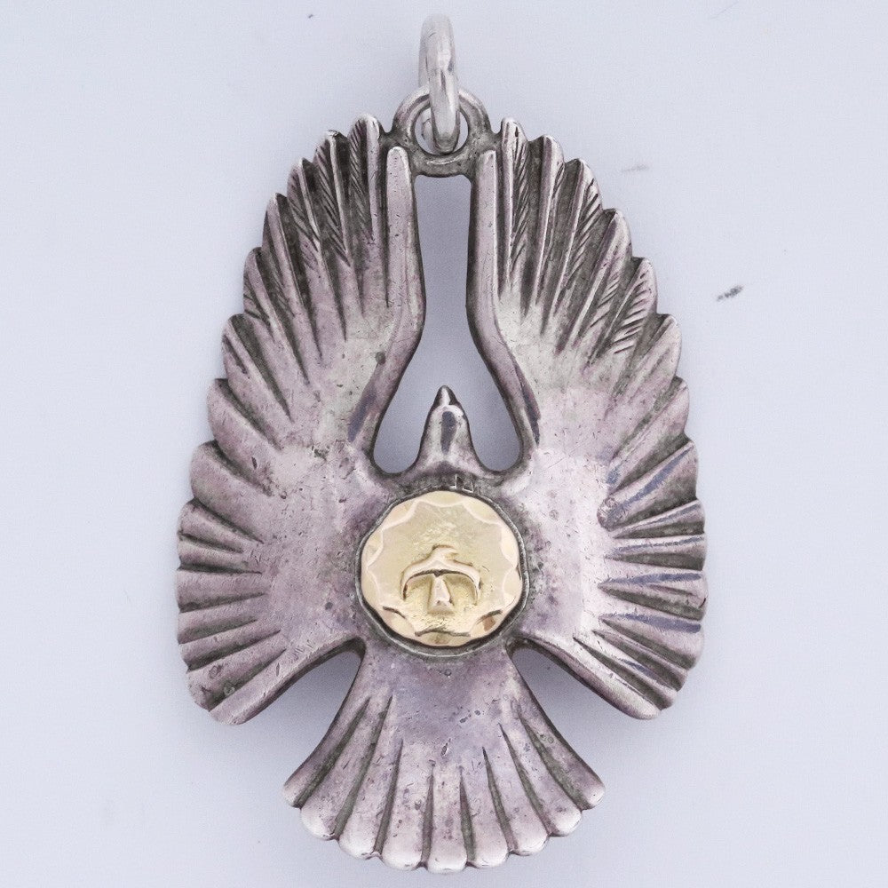 GORO'S K18 Gold Metal Eagle Pendant Silver Size F