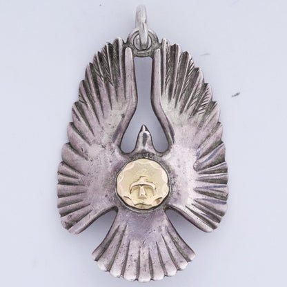 GORO'S K18 Gold Metal Eagle Pendant Silver Size F