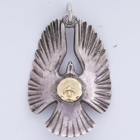GORO'S K18 Gold Metal Eagle Pendant Silver Size F