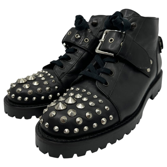 UNSQUEAKY Spiked Studded Belted Leather Boots Black Size 2
