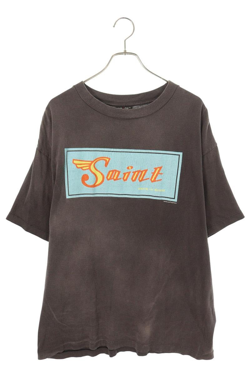 Vintage Saint Michael Tops - SAINT MICHAEL Distressed Printed T-Shirt Dark Gray Size XL - Authentic Archive