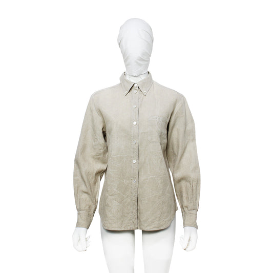 Hermes HERM Beige Long Sleeve Shirt Size 38
