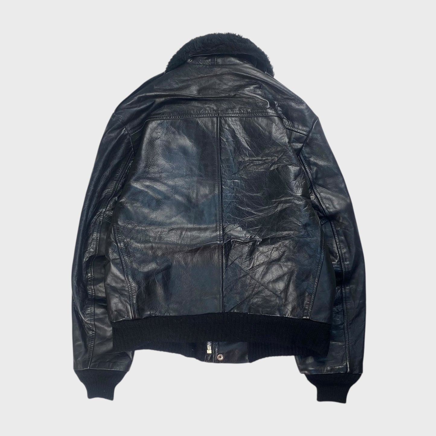 OAKTON 80s Leather Jacket Black Size L