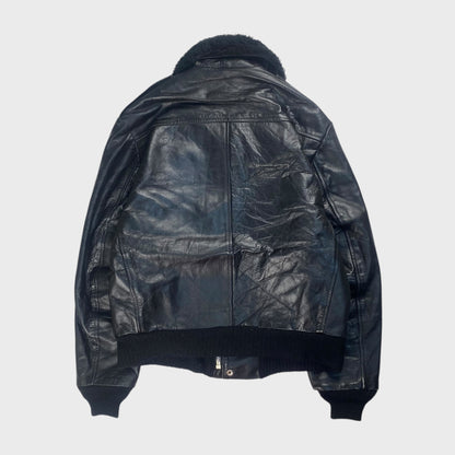 OAKTON 80s Leather Jacket Black Size L