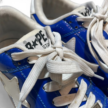 Japanese Brand BAPESTA Blue Patent Sneakers Size 8.5
