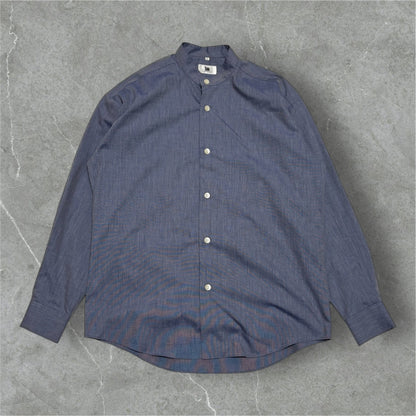 ISSEY MIYAKE Blue Cotton Chambray Band Collar Shirt Size L