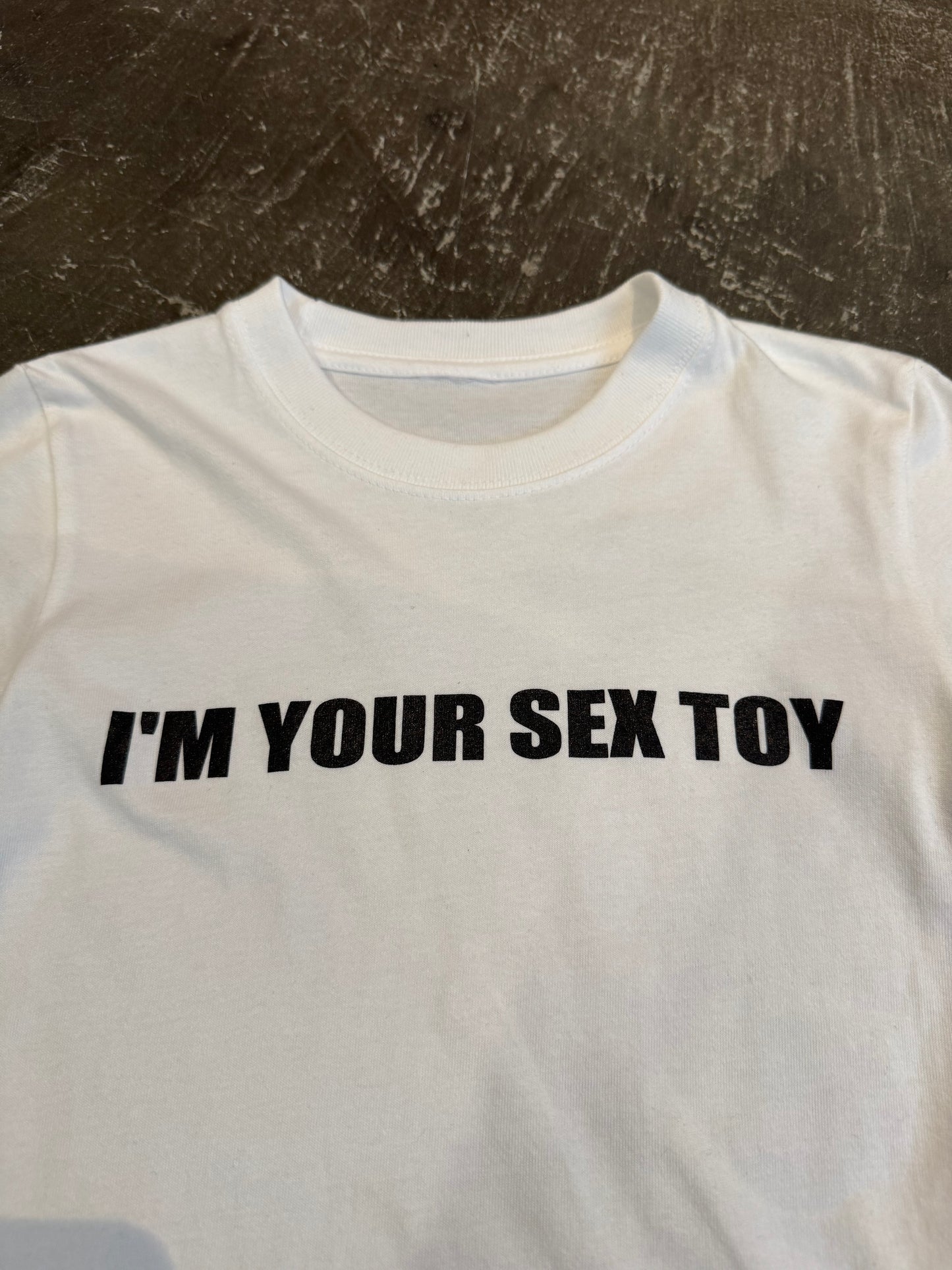 Vintage "I'M YOUR SEX TOY" Black Cotton T-Shirt Size XS