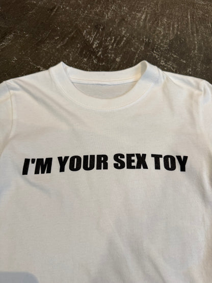 Vintage "I'M YOUR SEX TOY" Black Cotton T-Shirt Size XS