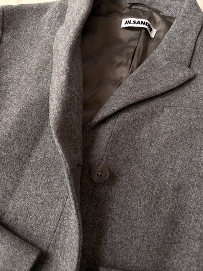 JIL SANDER 00s Wool Cashmere Fly-Front Coat Gray Size 36