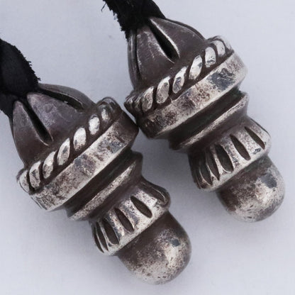 CHROME HEARTS Leather Braid Bolo Tip Necklace Black Size F
