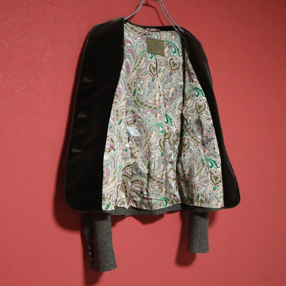 ETRO 90s Italian Houndstooth Velour Trim Jacket Size 44