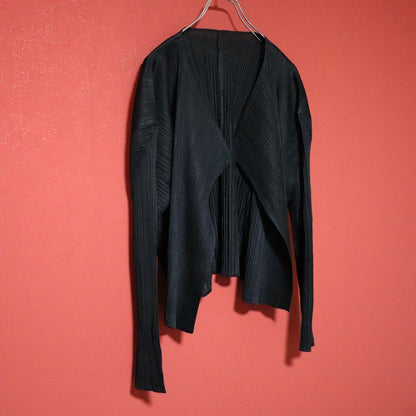 PLEATS PLEASE 00s Black Pleated Drape Cardigan Size 4