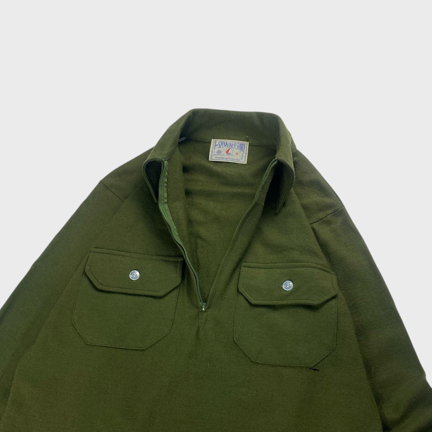 THE SPINNAKER SHRT 70s Wool Shirt Green Size S