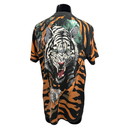 LIQUID BLUE 90s 1995 Copyright All-Over Print Tiger Size L