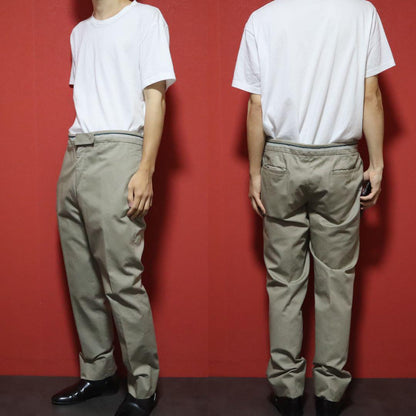 Hermes Beige Belt Design Wide Chino Slacks Size 44