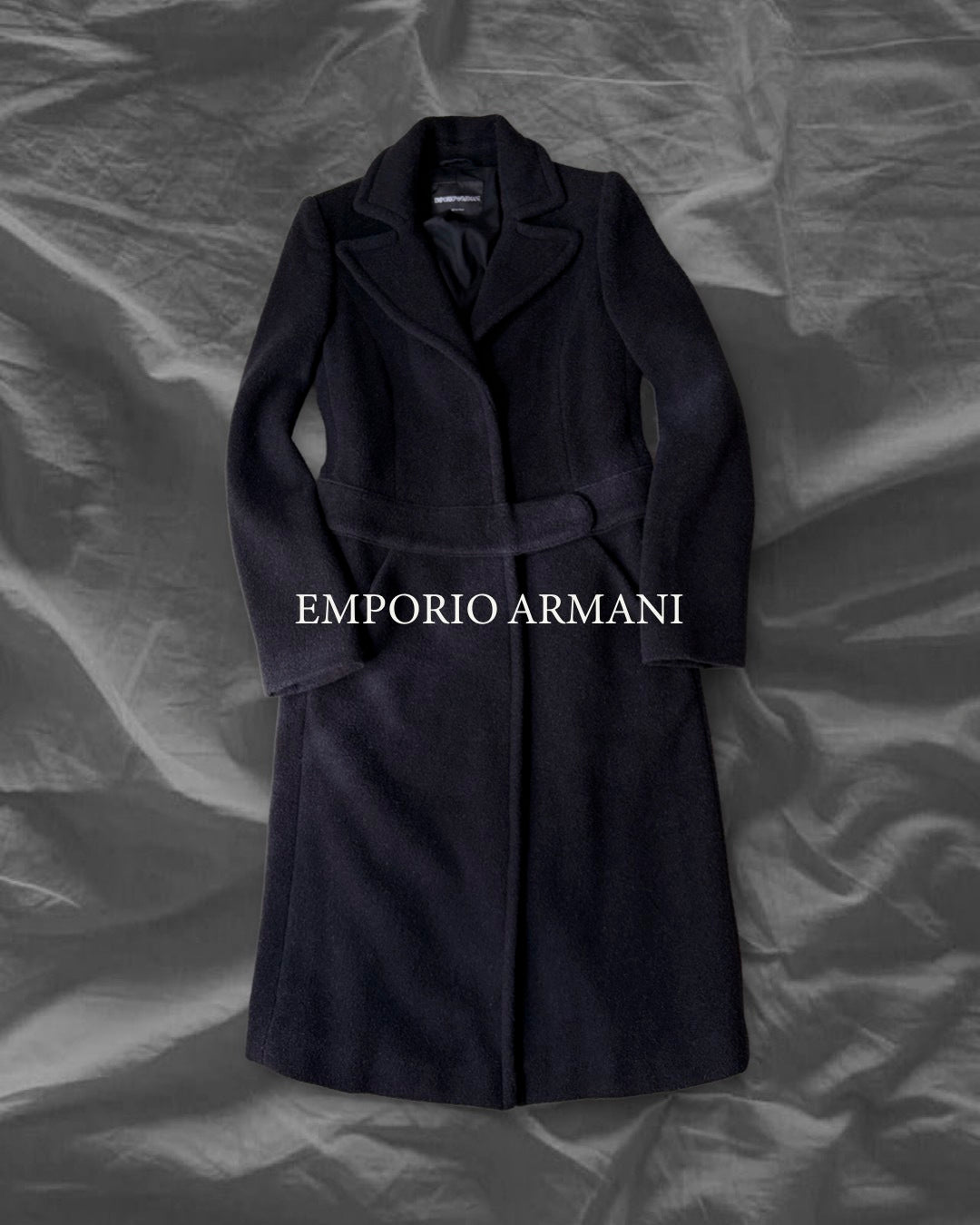 EMPORIO ARMANI 12AW Virgin Wool Silk Coat Navy