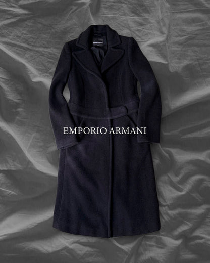 EMPORIO ARMANI 12AW Virgin Wool Silk Coat Navy