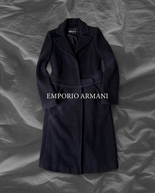 EMPORIO ARMANI 12AW Virgin Wool Silk Coat Navy