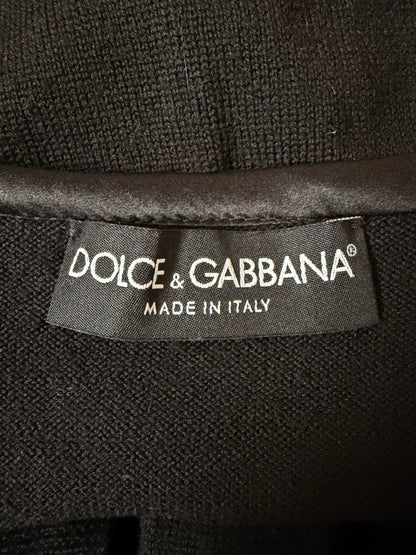 DOLCE & GABBANA Virgin Wool Gold Cardigan Black