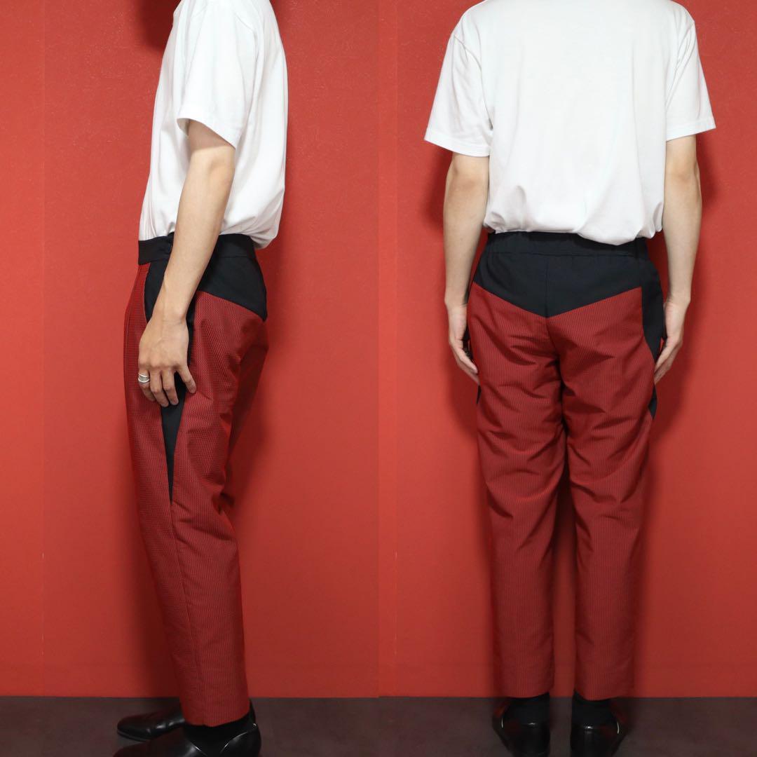 Issey Miyake Red Black 3D Zig Zag Tuck Pants