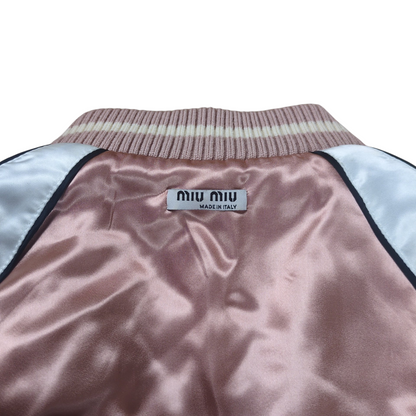 Miu Miu MIU Logo Reversible Rayon Souvenir Jacket Size 36