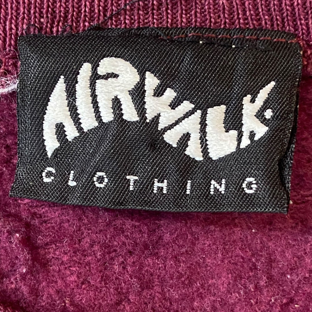 AIRWALK 90s Wine Red Fleece Lined Sweatshirt Size L