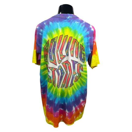 THE ROLLING STONES 90s Liquid Blue Tie-Dye Lips & Size XL