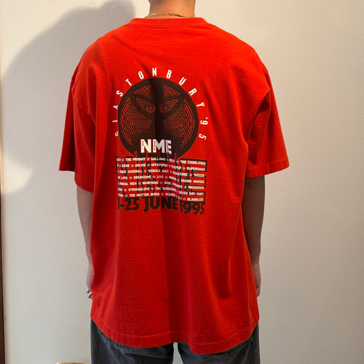 GLASTONBURY 90s NME Prodigy Graphic T-Shirt Red Size XL