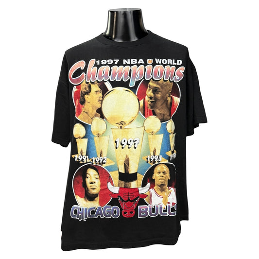 CHICAGO BULLS 90s Vintage 1997 NBA Champ T-Shirt Size XL