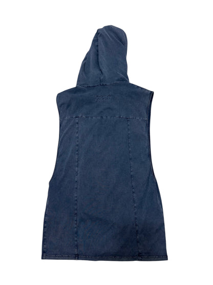 Balmain Blue Sleeveless Hoodie Dress Gold HW Size S