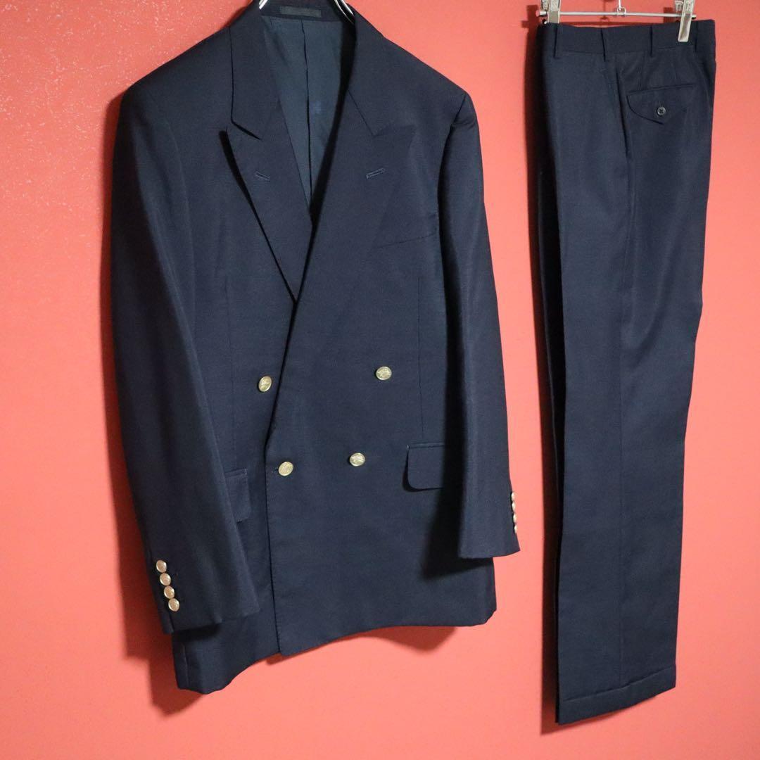 Burberrys 90s Wool Mohair Gold Button DB Suit Jacket