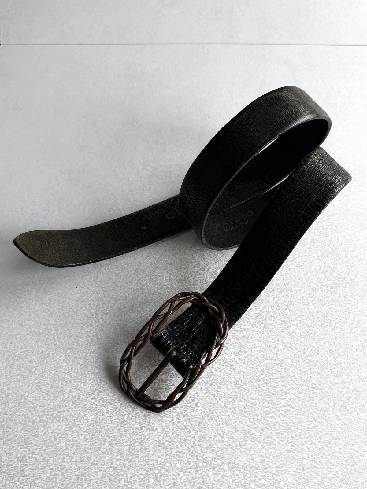 CUSTOM CULTURE Braided Leather Belt Size 80